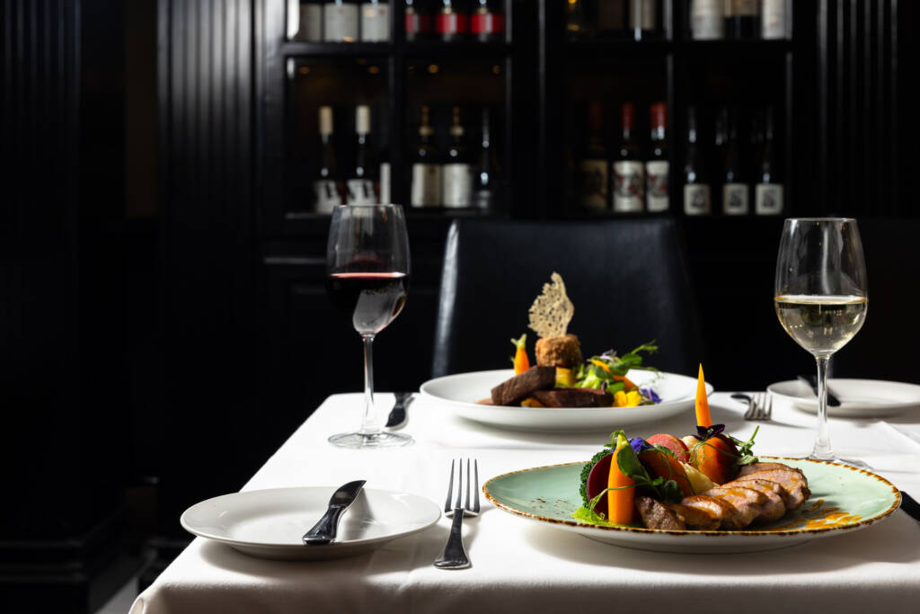 Dinner setting for two at The Regent Room Restaurant & Bar located at Regent of Rotorua