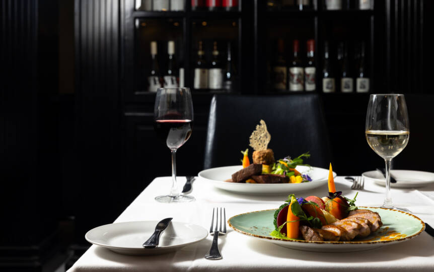 Dinner setting for two at The Regent Room Restaurant & Bar located at Regent of Rotorua